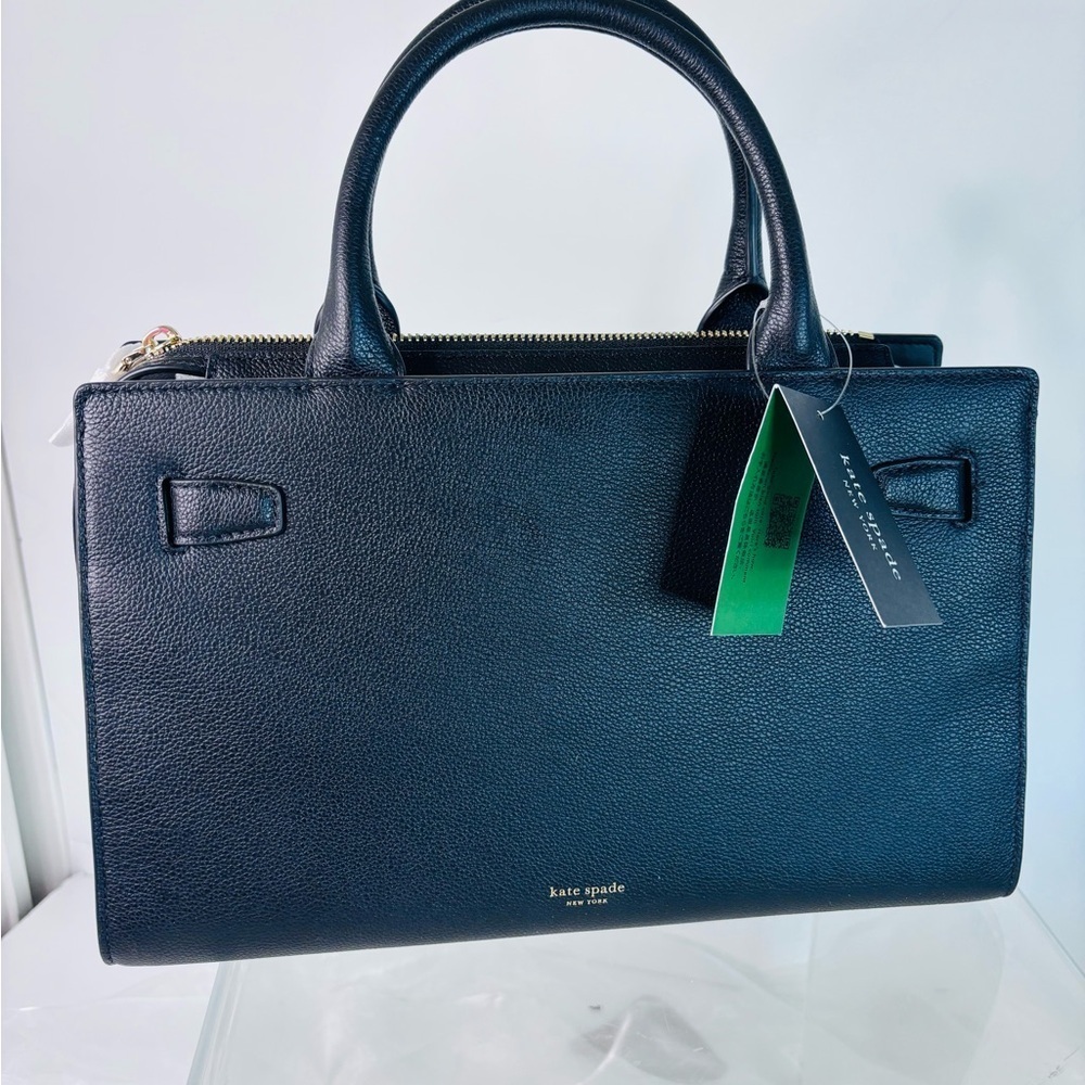 kate spade new york Deco Pebbled Leather Medium Satchel Black - Picture 15 of 15